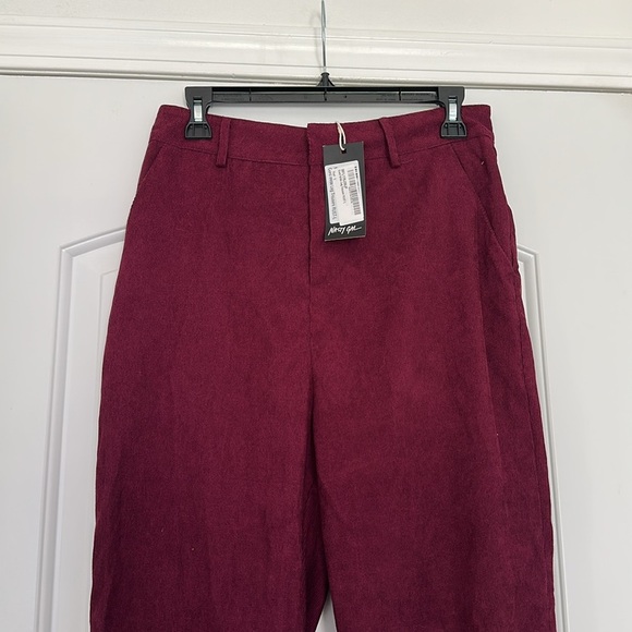 NWT Nasty Gal Corduroy Wide Leg Trouser Rust Burgundy Sz L - Picture 8 of 10